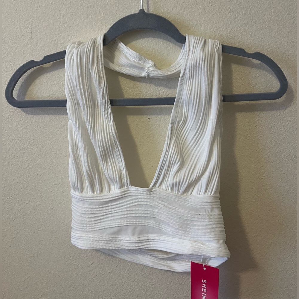 White halter top from SHEIN. XS